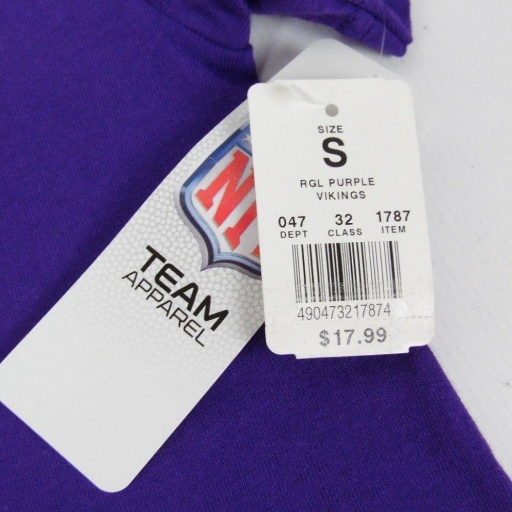 New NFL MN Vikings Purple 100% Cotton T Shirt - Picture 4 of 6